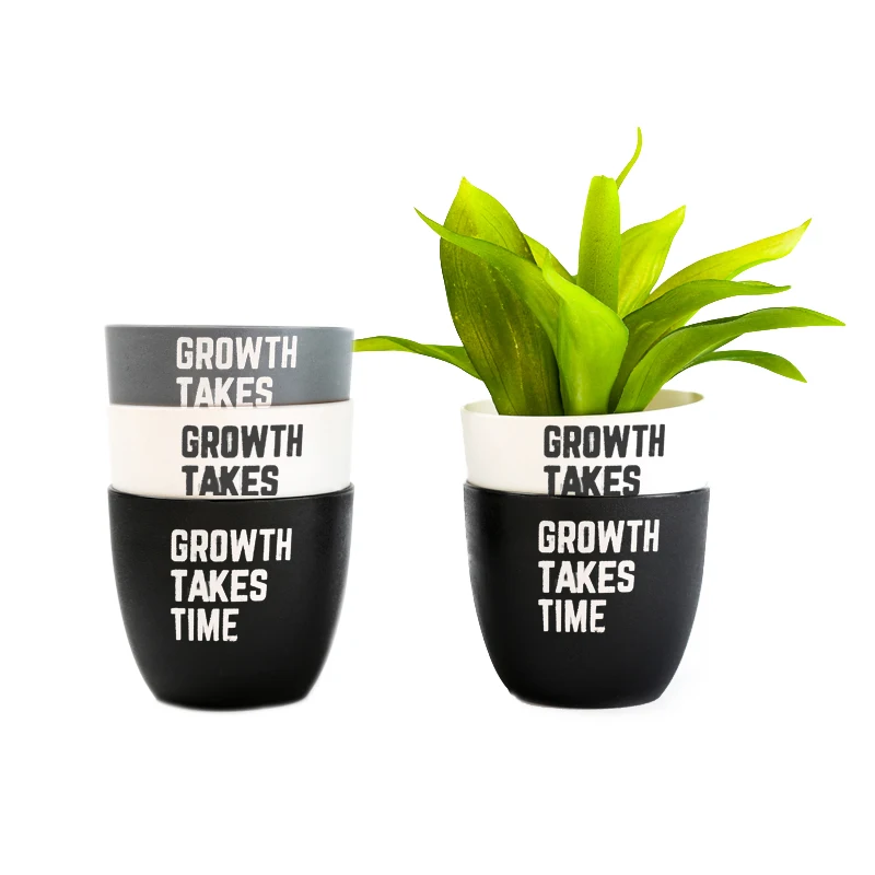 Wholesale mini planter vertical triangle virgin pp wood style flower plant pots plastic
