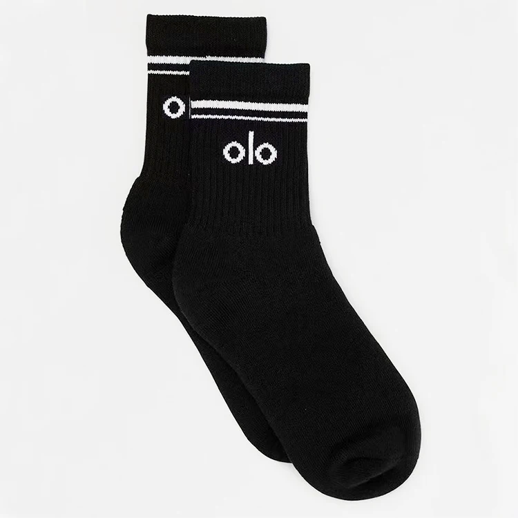 AL O OEM cotton mens sport socks stockings high quality wholesale China factory can custom socks logo crew jacquard socks