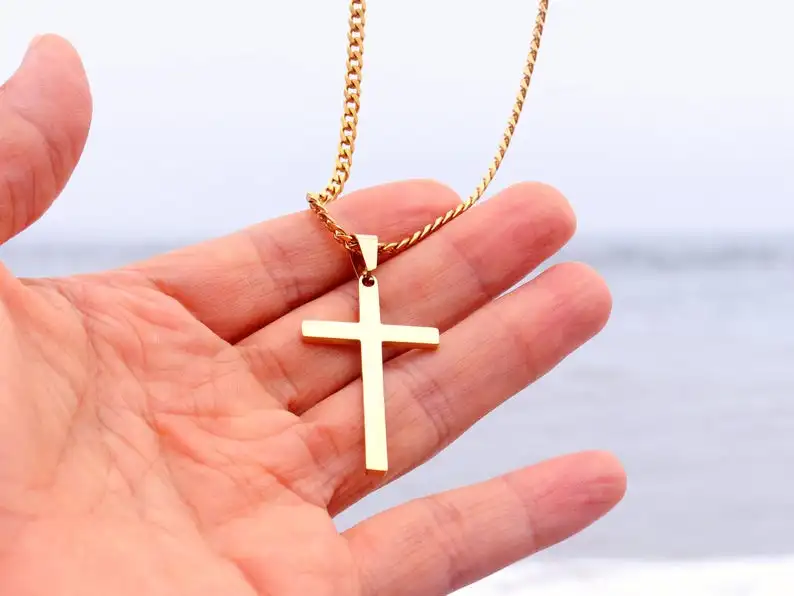  3 sizes hiphop cross jewelry stainless steel plain pendant crucifix charm rope chain men silver