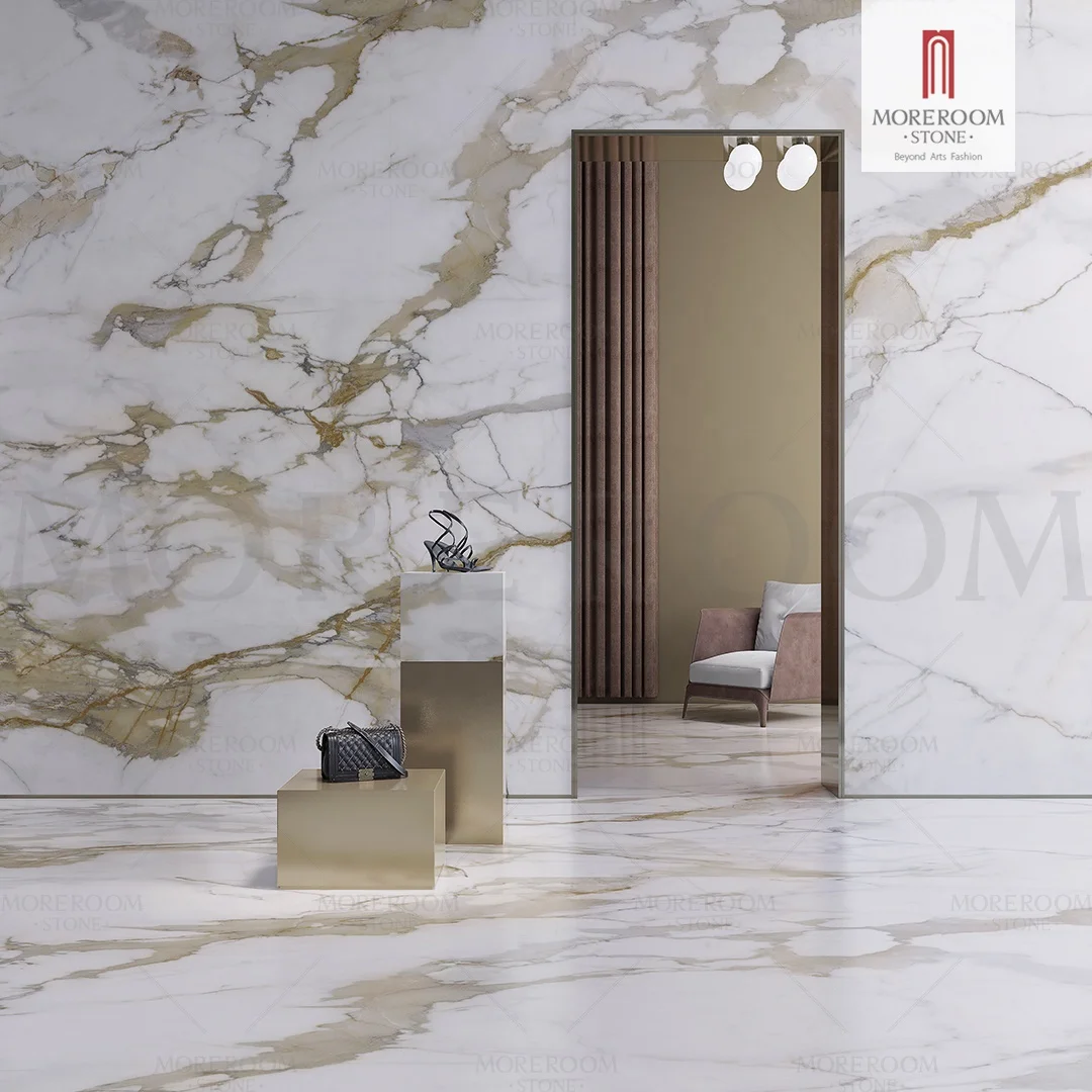 Moreroom Large Size Calacatta Gold Sintered Stone For Wall