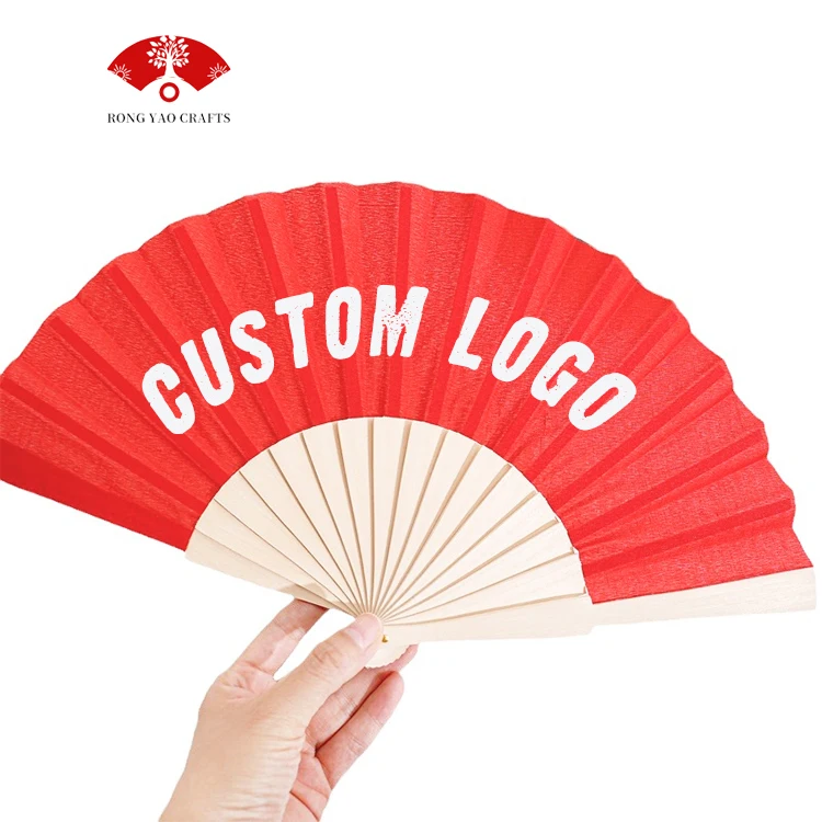 2024 custom printed abanico amarillo wood foldable fan nature wooden art craft painted hand fan for women wedding juish