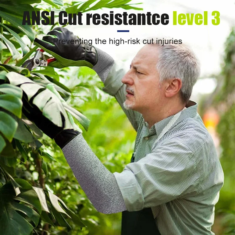 Cut Resistant Arm Protectors for Thin Skin and Bruising 13G Level 3 Arm Protective Sleeves for Men Women