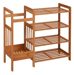 71*27*64 Online 3 tier Umbrella Shoe Stand High Quality Stable Large Space Shoe Rack Entryway Bamboo Shoe Rack