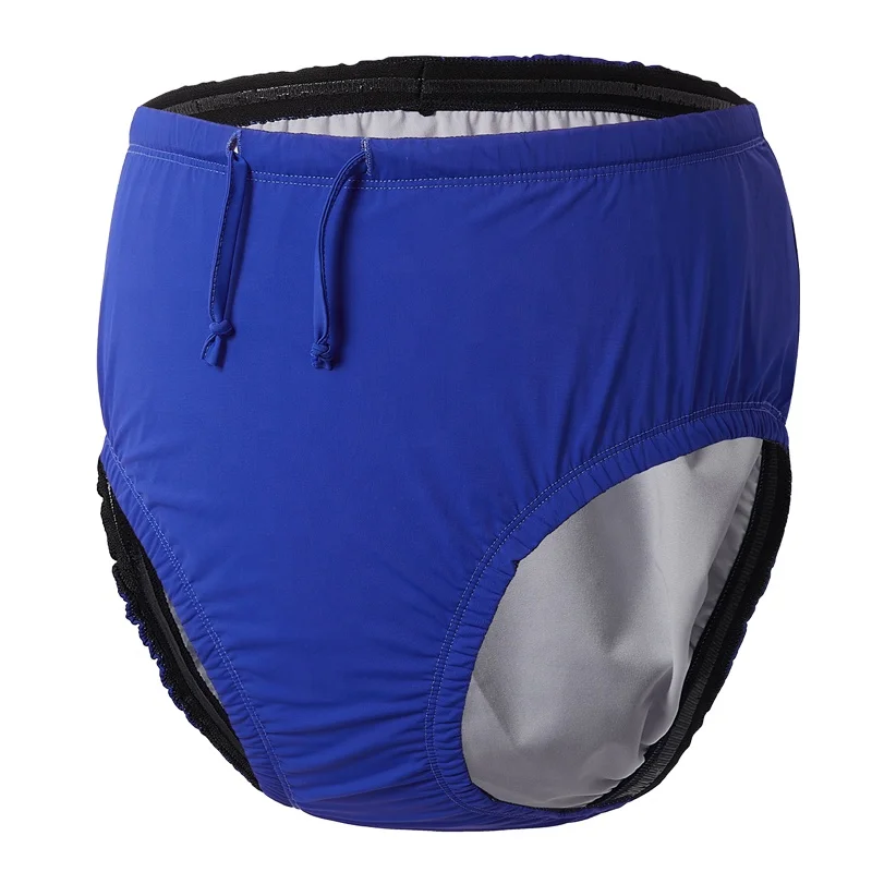 ZN-Adult Diaper Cover Silent Waterproof Plastic Pants Rubber Men Underwear with Light Absorbent Layer