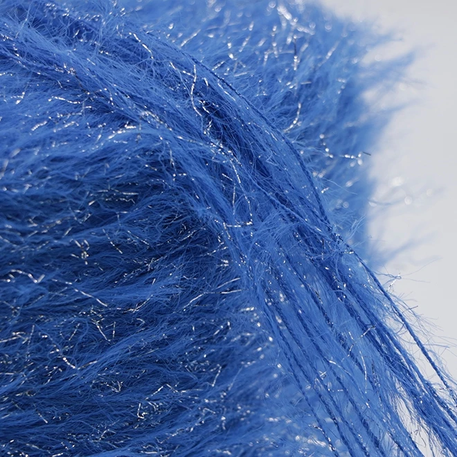 Fancy Imitate Mink Yarns for Knitting Machine Anti-Pilling 4 cm 8cm lurex Silver wire Crytal 100% Nylon Feather Yarn