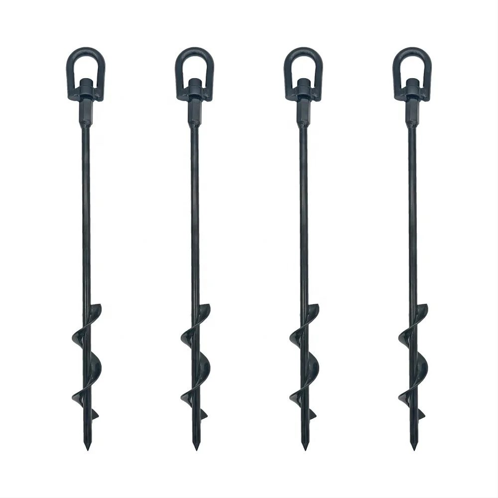 Metal Steel Auger Tent Anchors Camping With Hex Head Set With Bit Drill Sockets Heavy Duty Ground Anchor