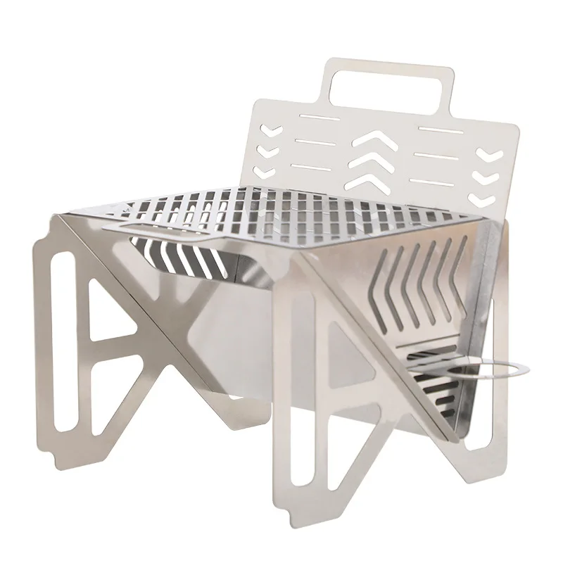 Оптовая продажа, популярный сборный гриль для барбекю Tik Tok, новый дизайн, легкая переноска, плита для кемпинга, угольный гриль из нержавеющей стали