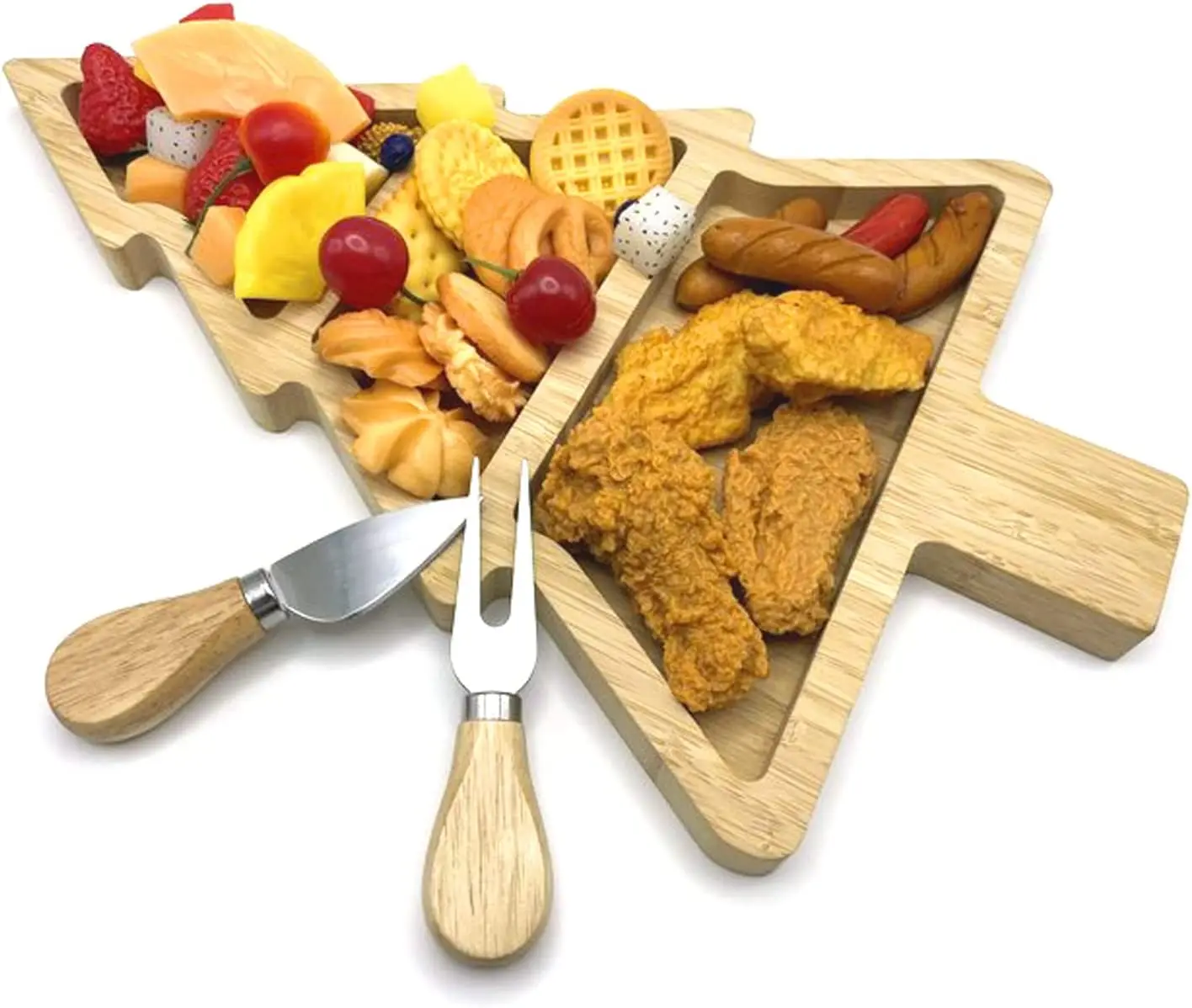 Customized Snack Appetizer Trays Bamboo Pates Christmas Tree Dessert Serving Dishes