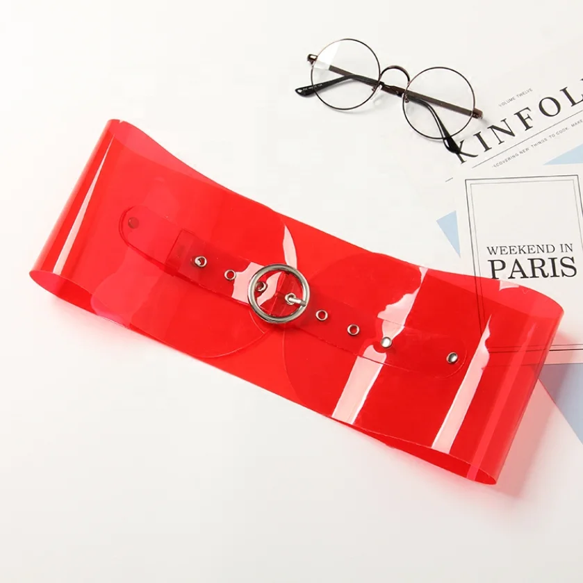 2022 Fashion Transparent Clear Wide Waist Belt European and American Waistband Customizable Women Cute Buckle Female PVC Belt