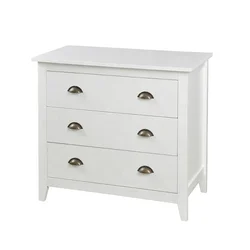 Современная деревянная тумбочка из МДФ с 3 белыми ящиками