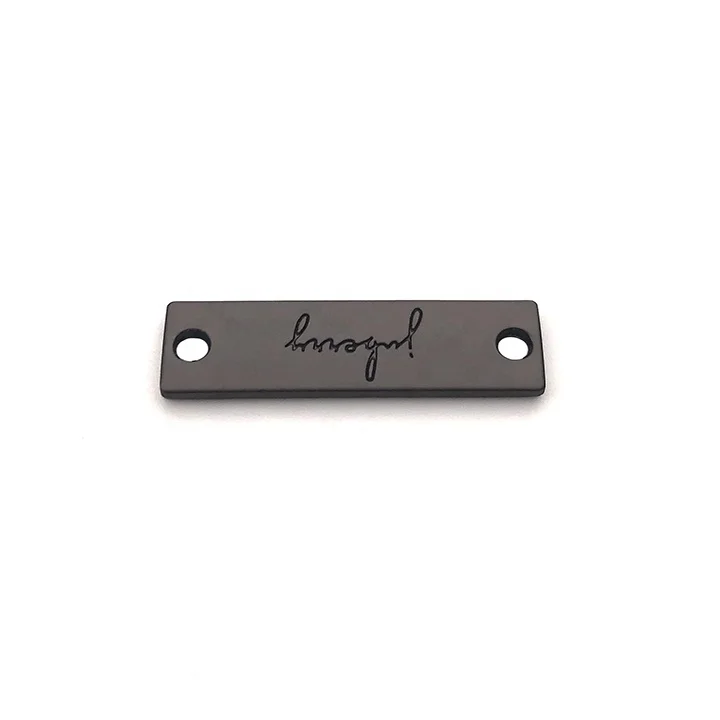 Free Sample Custom Metal Garment Label Brand Name Engraved Logo Tags for Clothing