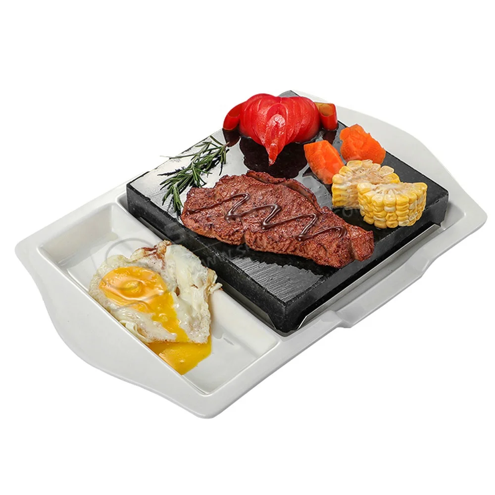 2021 SHUNSTONE Lava Rock Cooking Stone Set Grill Set Tabletop Indoor BBQ Stone Ceramic Side Dishes