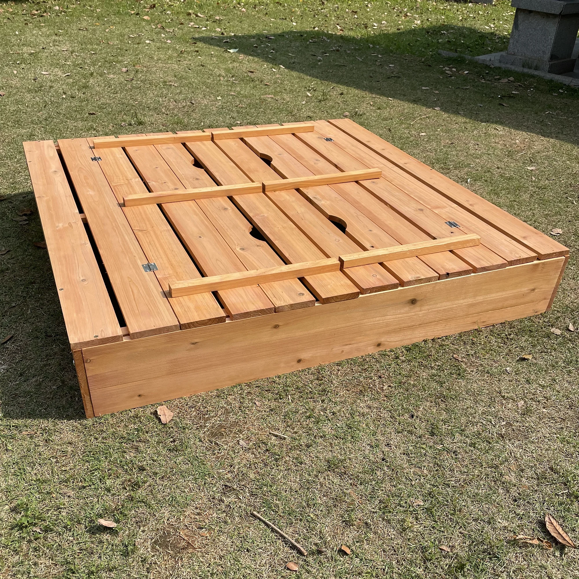 XTT013 Outdoor playing beach children wooden sandbox for kids natural color