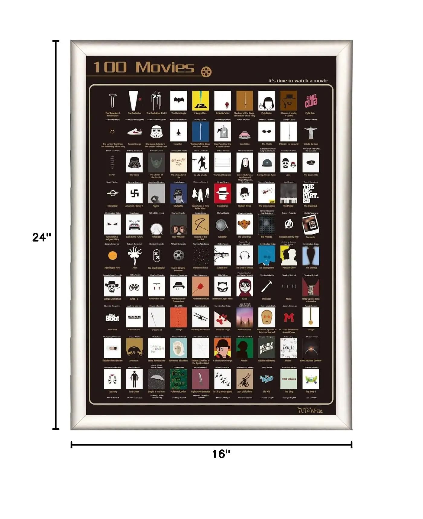 100 Movies Scratch Off Poster Top Movie Bucket List Poster Movie Scratch Off Poster With Easy Off Foil