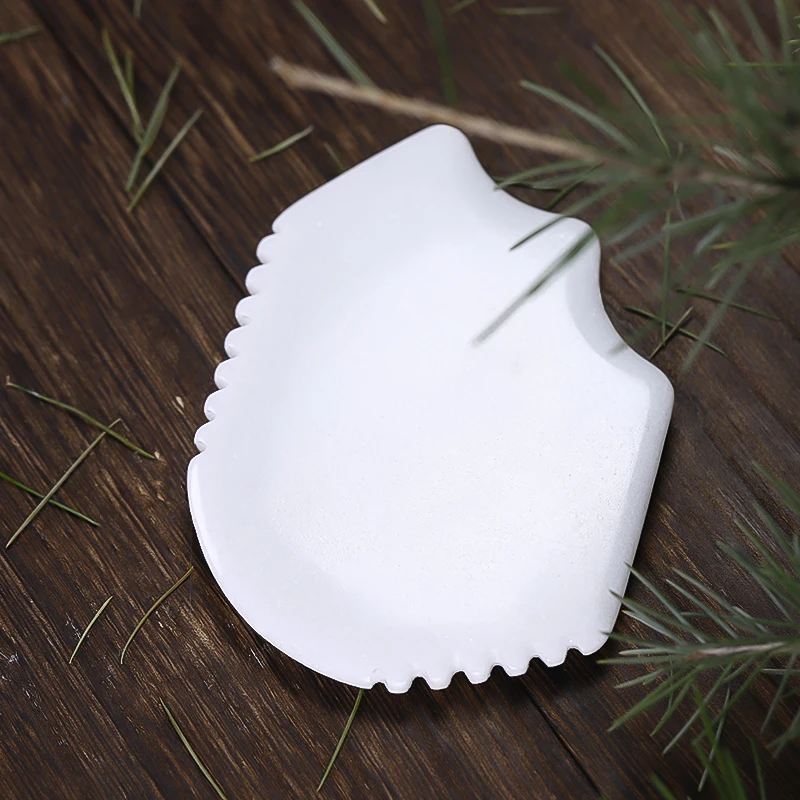 Лучшая цена натуральный белый нефрит гуаша антивозрастной массаж лица двухзубной