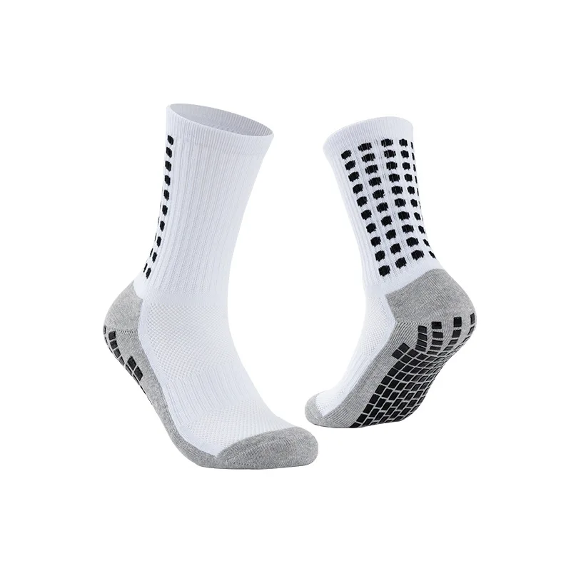 High Quality Custom Jacquard Logo Cotton Sports Soccer Socks Men Anti Slip Grip Football Socks