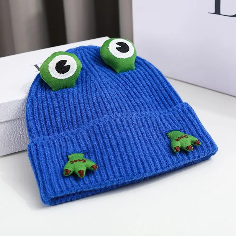Wholesale Unisex Mushing cap Autumn And Winter Knitted Hat Women Cute Cartoon Frog Ear Pullover Woolen Hat For Women Mens Hats