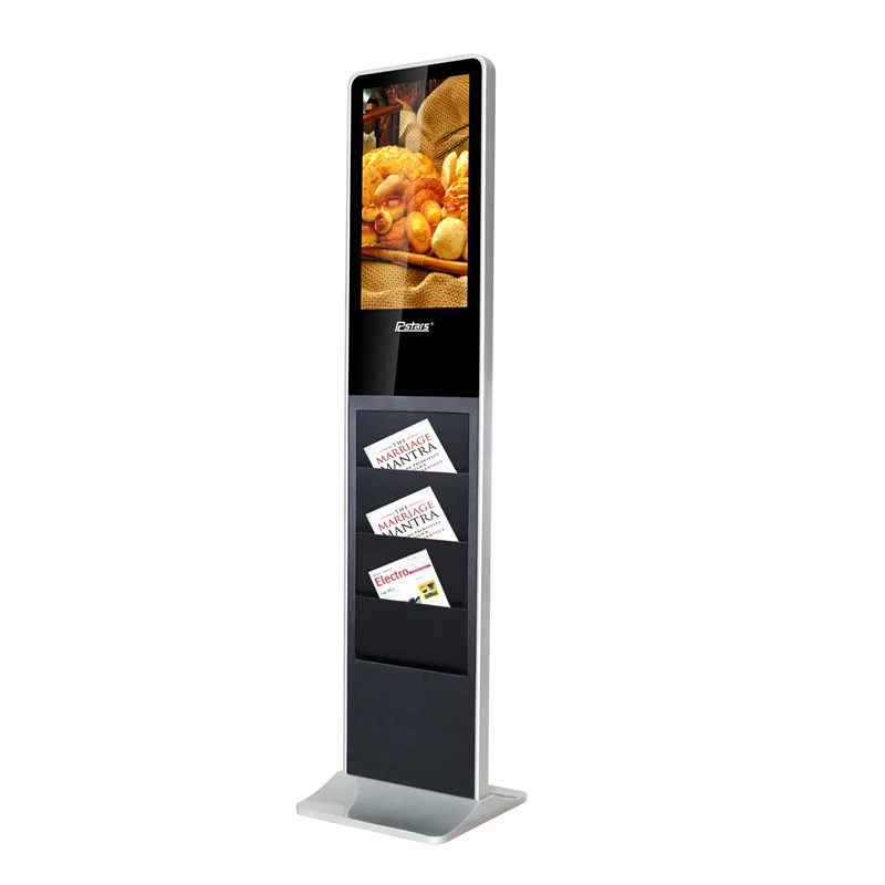 22 inch Floor Stand PCAP Touch Screen Advertising Display LCD Digital Signage interactive kiosk with book holders