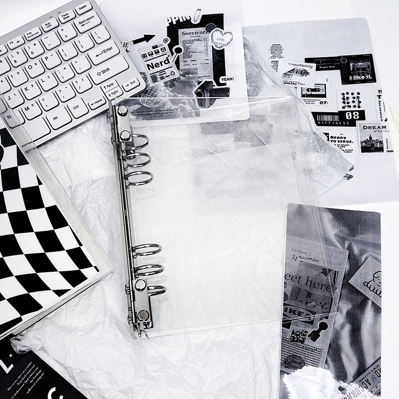 A5 Clear Acrylic Heavy Duty Planner 6 Ring Cover Notebook Binder for Journal Budget Photo Album