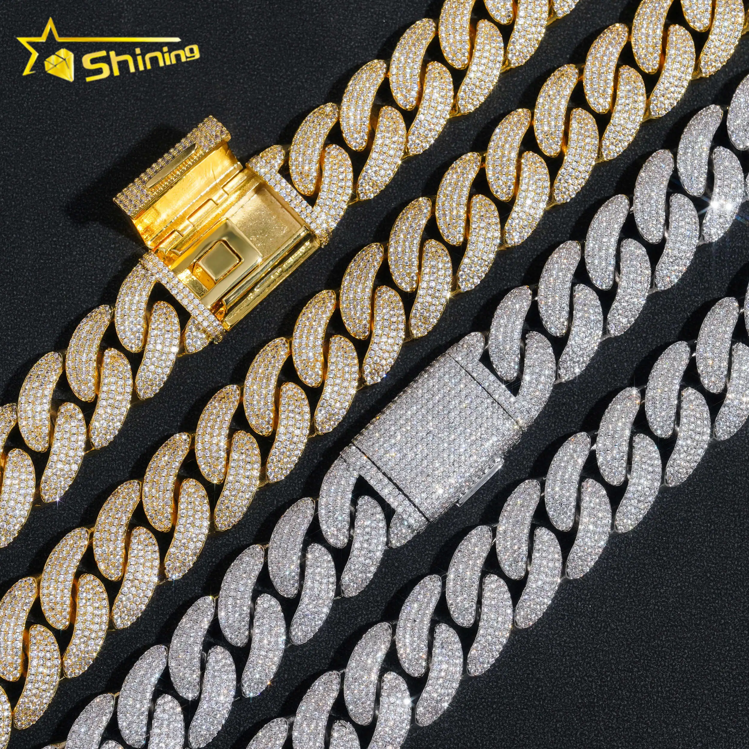 Luxury Hip Hop Men Fashion Link Chain Big Size 20MM Gold Plated Iced Out Brass CZ Diamond Cuban Link Chain