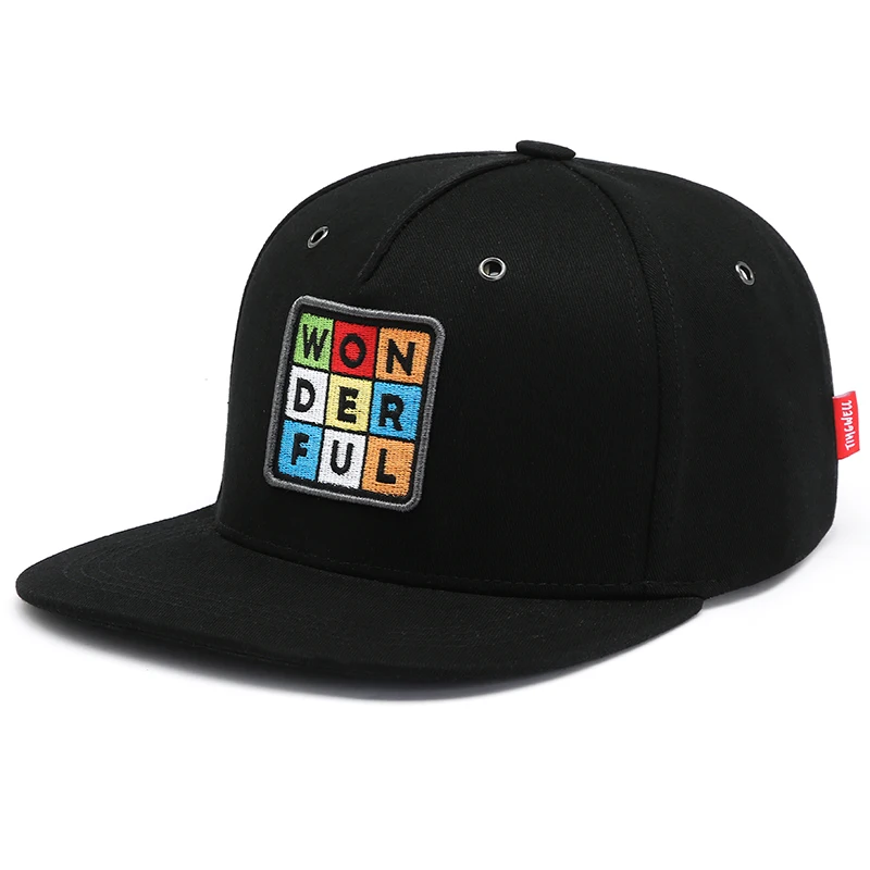 Unisex 100% Cotton Snapback Hat Flat Bill with Custom 3D Embroidery Logo Street Style Casual Scenes