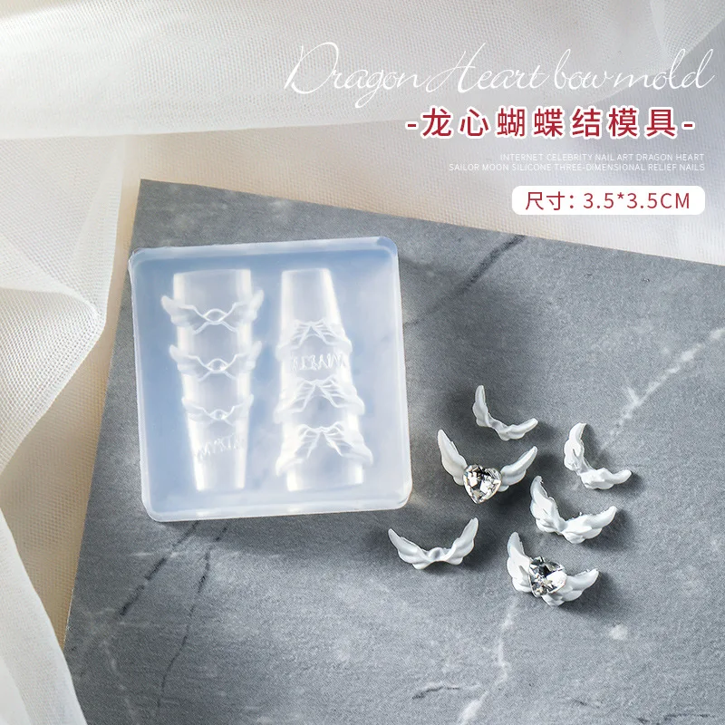 3D Silicone Heart Bow Shape  Acrylic Nail Mold Diy UV Gel Silicone Mold Nail Art Tool Nail Accessories