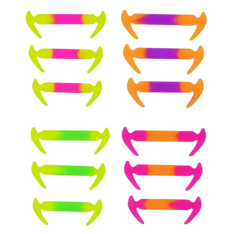Showy Color Hammer Shape No Tie Silicone Plastic Laces Flexible Shoe Laces Silicone Shoelaces