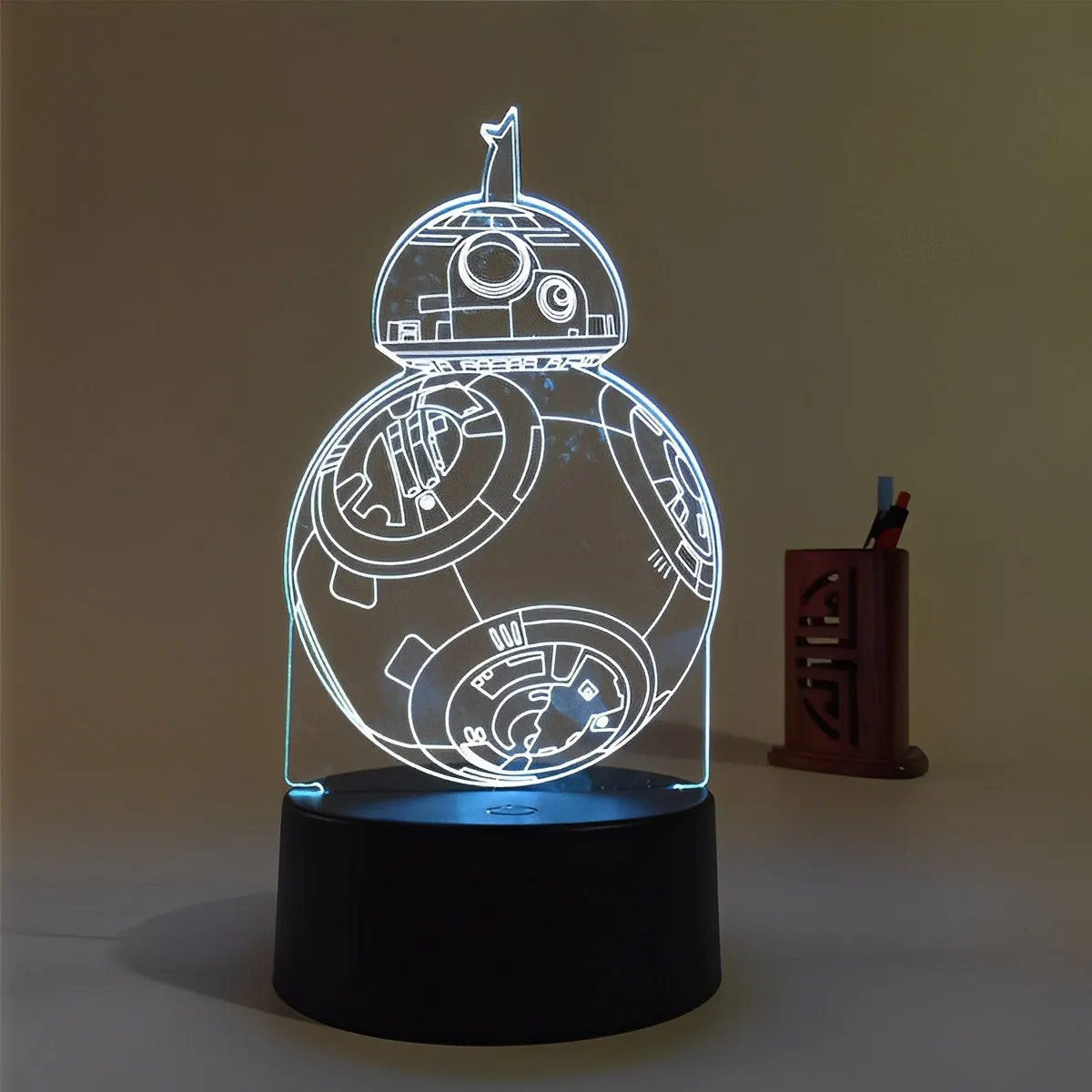 Amazon Hot Sale Night Light Marvel 3D Illusion Lamp Planet Wars Series BB-8 Robot LED Night Light For Kids