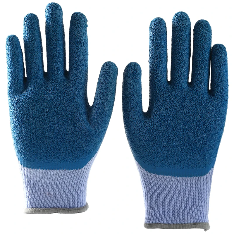 Top Quality Cotton Knitted Gloves Latex Crinkle Hand Gloves With Latex Coated