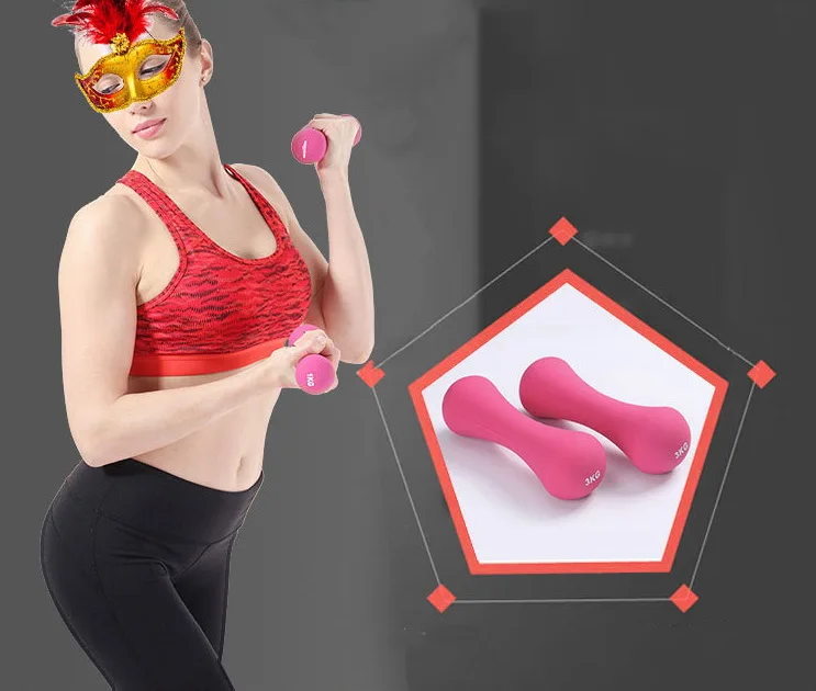 2021 China Gym equipment Cast iron Neoprene Coated colorful Dumbbell neoprene dumbbell gym dumbbells set Home Slimming  Exercise