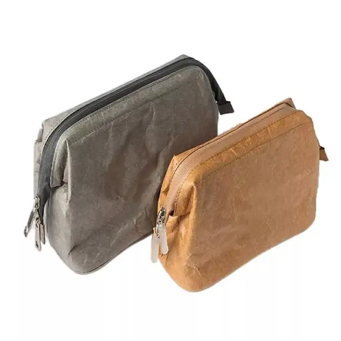 Custom Travel Artist Washable Tyvek Dupont Kraft Paper Cosmetic Bag