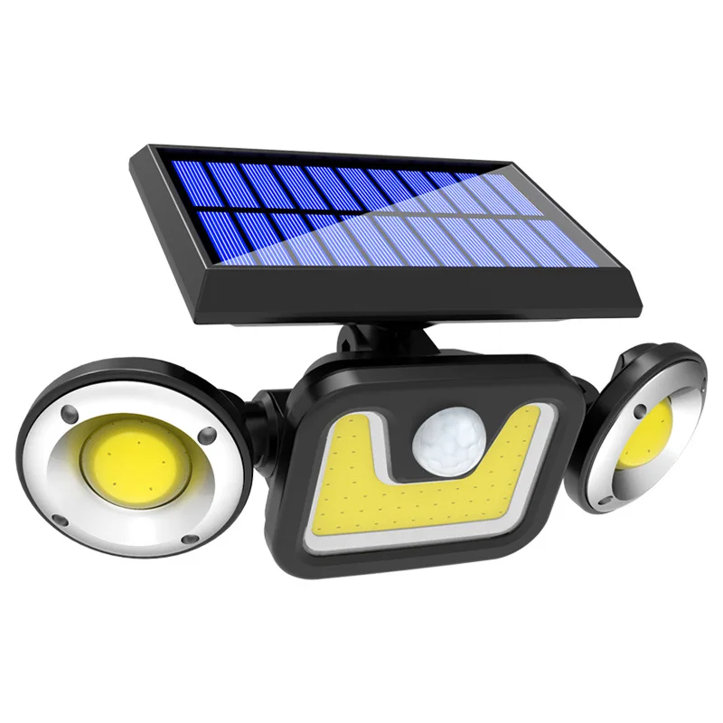 Outdoor Solar Garden Lights Waterproof 3 Adjustable Heads 270 Wide Angle 83COB Solar Light Body Sensor Wall Lamp