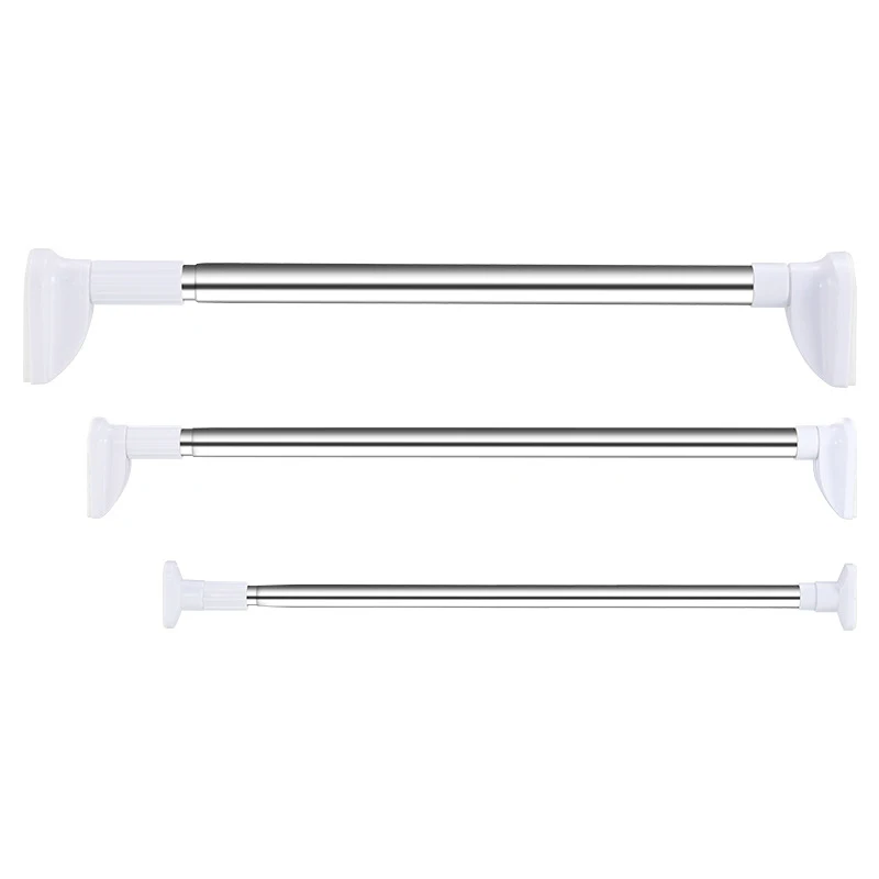 Wholesale Made in China Stainless Steel Square Head Telescopic Rod Shower Curtain Pole Extendable Curtain Rod