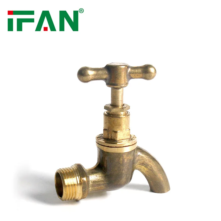 IFAN Factory Forged Copper Bib Cock Outdoor Brass Water Tap Garden Gold Color Faucet