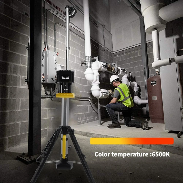 3000LM Rechargeable Work Light with Stand Tripod Work Light with Triple Tripod LED Lamps 10 DC White 80 Professional Lighting