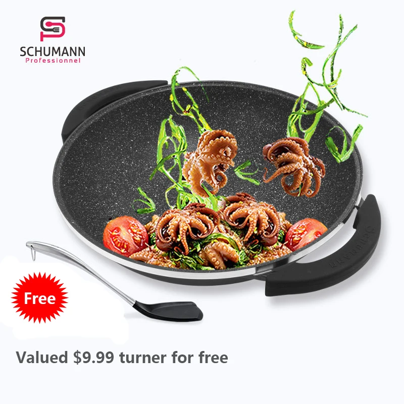 SCHUMANN 36cm induction cookware set aluminum nonstick wok