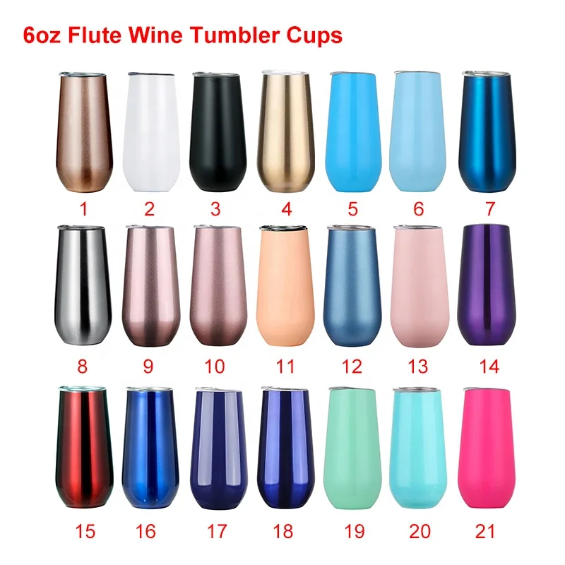 Wholesale 12oz Stemless Wine Tumbler Cups  Stainless Steel 12oz Champagne Tumblers with Sliding Lids and Metal Straws