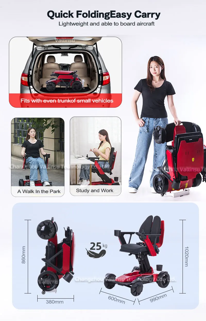 8AH/13AH lithium Battery Electric Aluminum Lightweight Foldable Wheelchair for the Disabled Power Folding Wheelchair Walker
