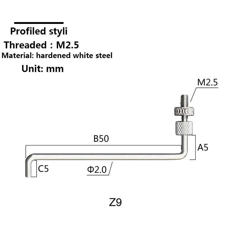 Dial indicator altimeter styli M2.5 universal shaped styli Hardened curved L type styli