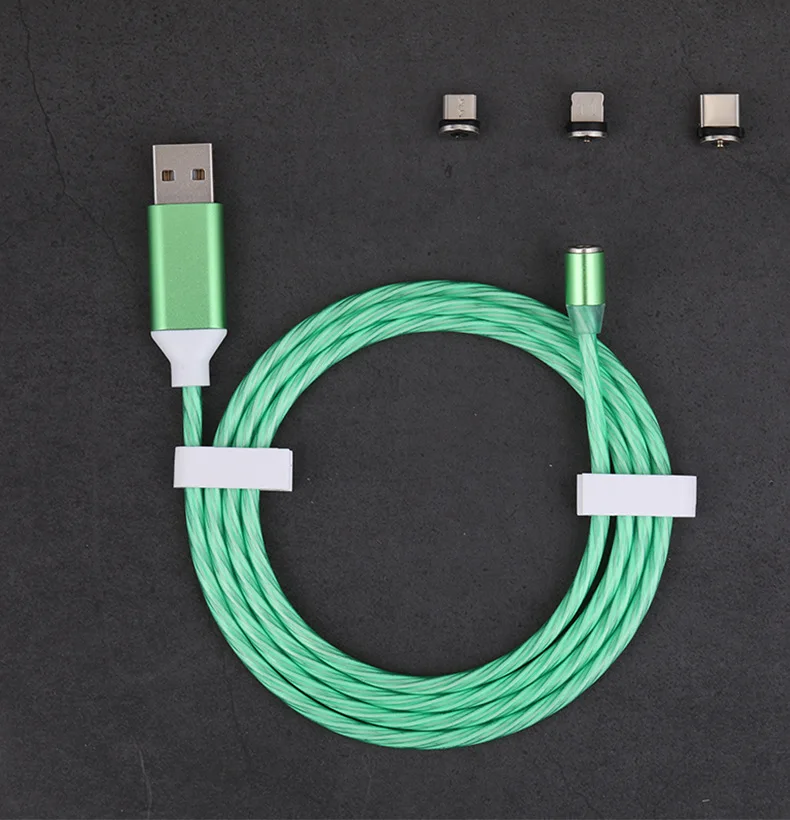  Moq 1 pc Magnetic 3 in Charging USB date Cable Lightning Led android Phone Accessories type c cable fast charging phone