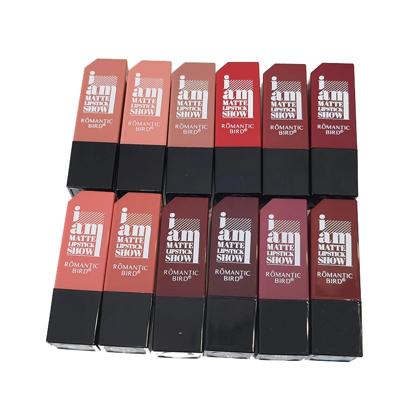 Romantic Bird 96 Colors Unique Geometric Lipstick Vegan High Quality Cosmetics OEM long lasting Matte Rough Velvet lipstick