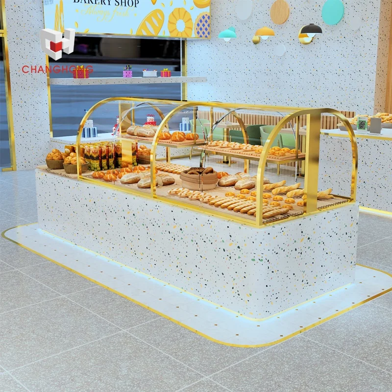 Bread display showcase cabinet wood cake case shelf counter wooden bakery display racks