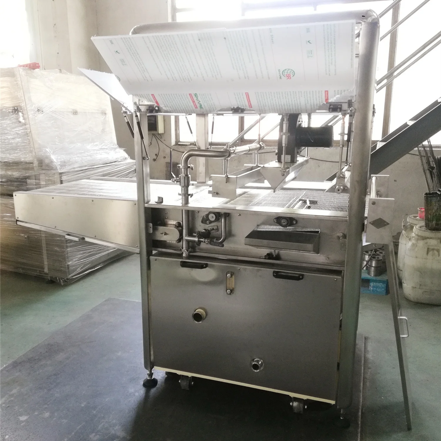 SJP1000 series CE certified chocolate enrobing machine/chocolate coating machine