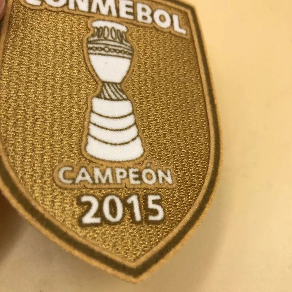 Hot Custom Flock Tatami Fabric Heat Transfer Printing 3d Flocking Patch Conmebol Copa America Winner Jersey Patches