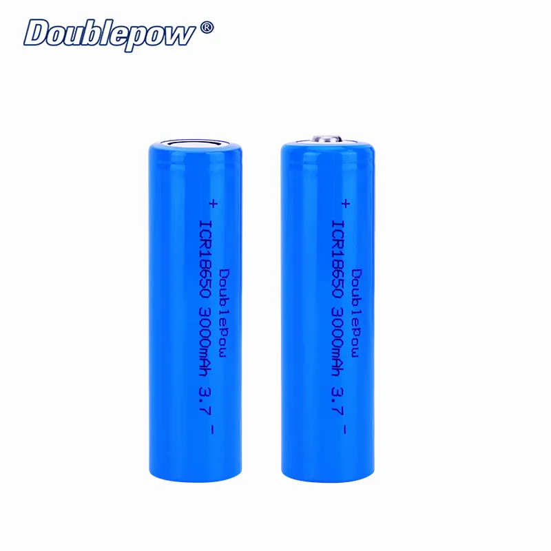 Doublepow blue cylindrical 18650 3000mAh 3.7V Flat Top Lithium-Ion 18650 Battery 3000mAh