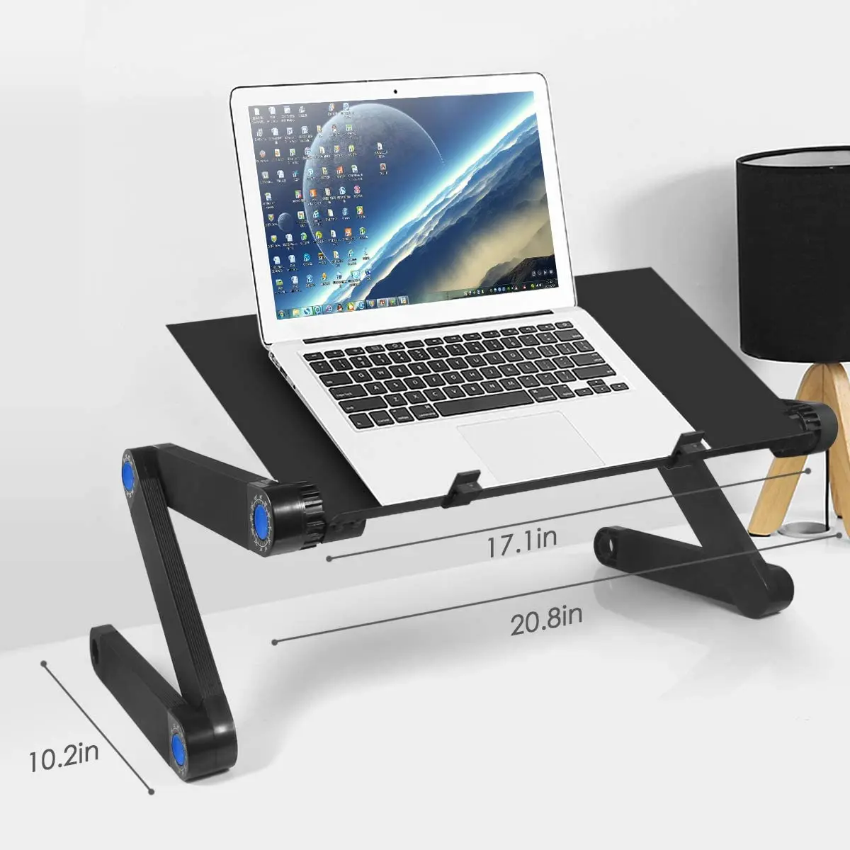 
360 Degree Adjustable Portable Notebook PC Laptop stand Computer Desk Folding Table with fan and mouse pad For Bed and soft 