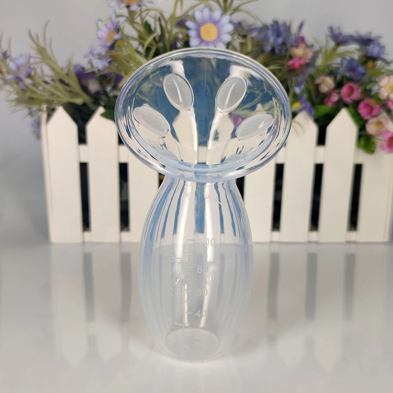 Food grade BPA free silicone manual breast pump with suction base breast milk collector pump milk saver