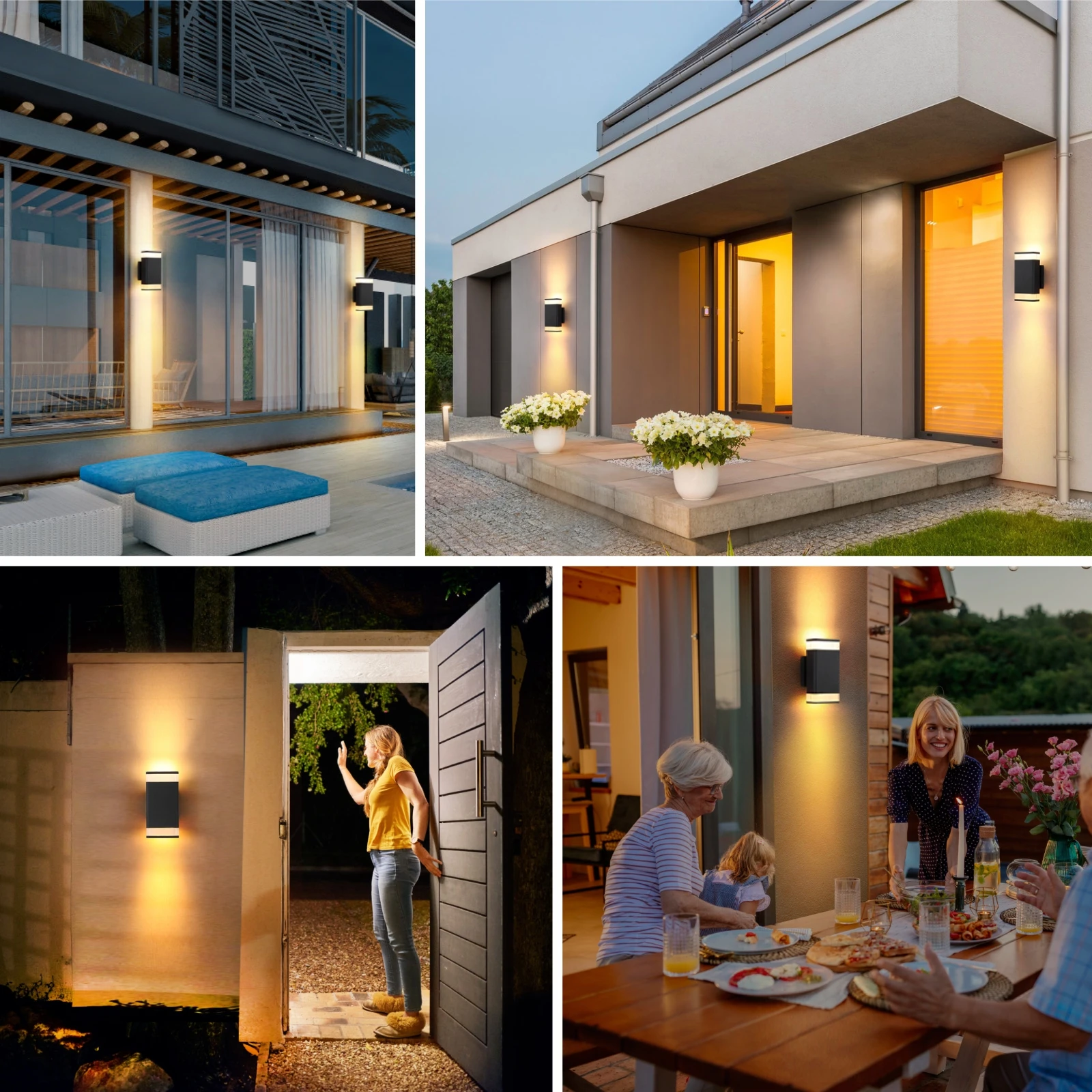Aluminum 10W IP65 Waterproof up and Down Outdoor Square Black Wall Mounted Lamp Minimalist Courtyard Space Garden LED Wall Light