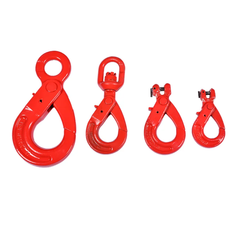 G80 European safety self-locking hook Rotary safety hook alloy steel Angle eye type lifting cargo hook rigging