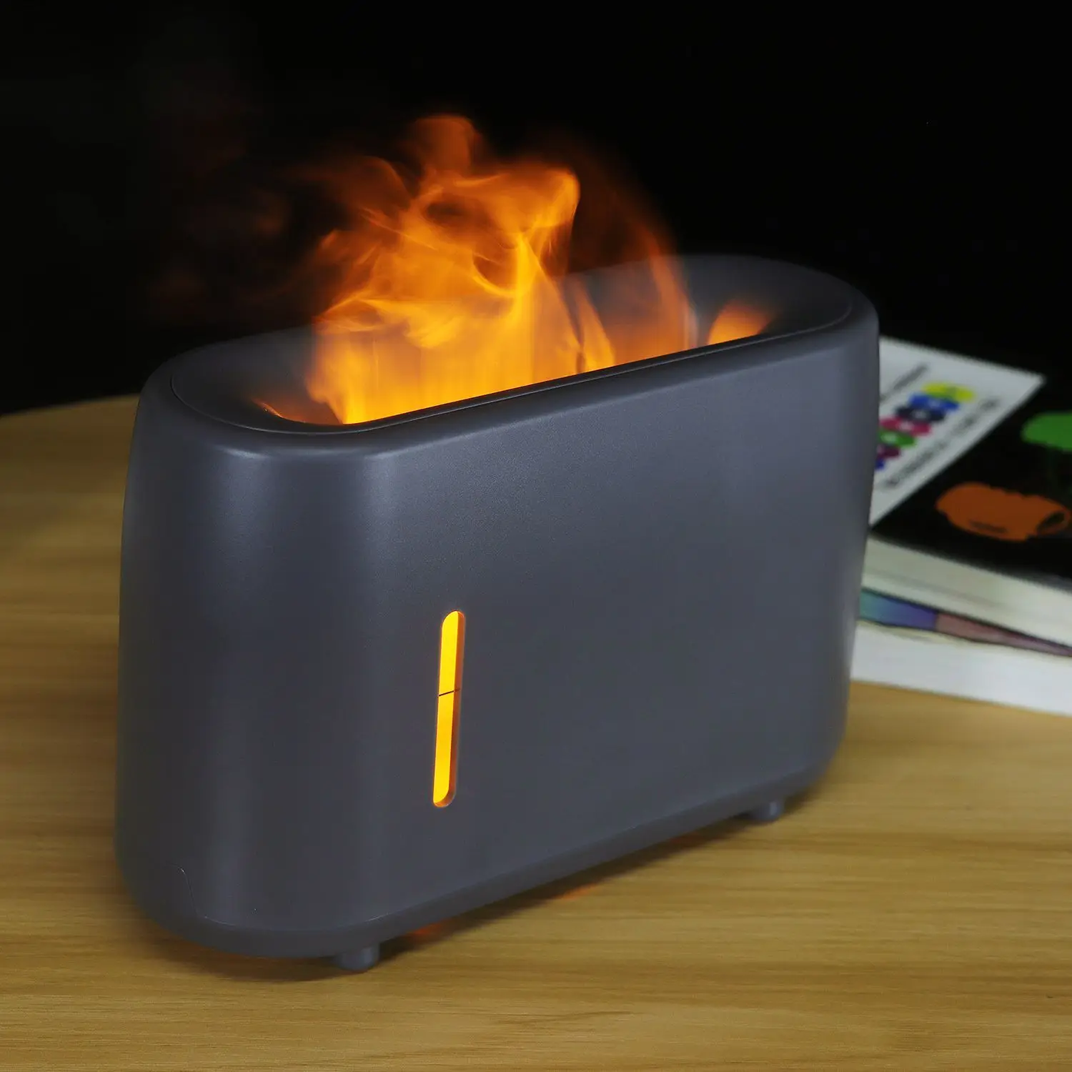 Quiet 240ml Aromatherapy Mist Essential Oil Diffuser Flame Humidifier with Flame Night Light Remote Control Timer